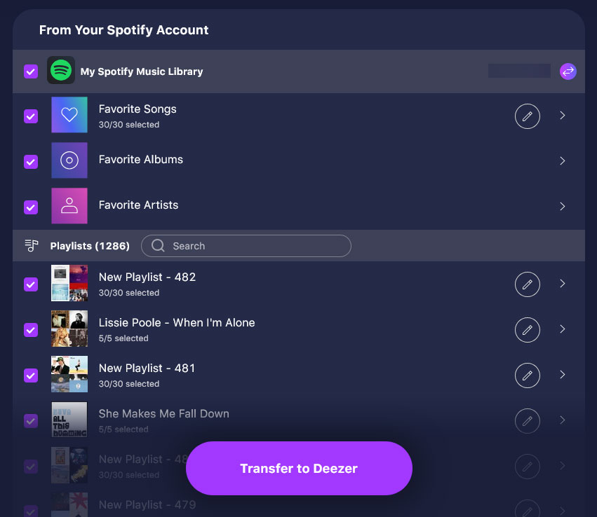 select playlists tune my music